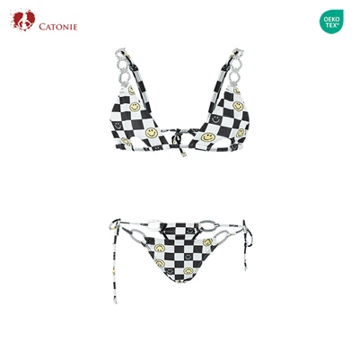 Black and White Checkered Bikini